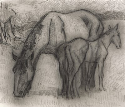 Study for Mare and Foal, Lytchetts, Clayhidon, 1917 by Robert Polhill Bevan